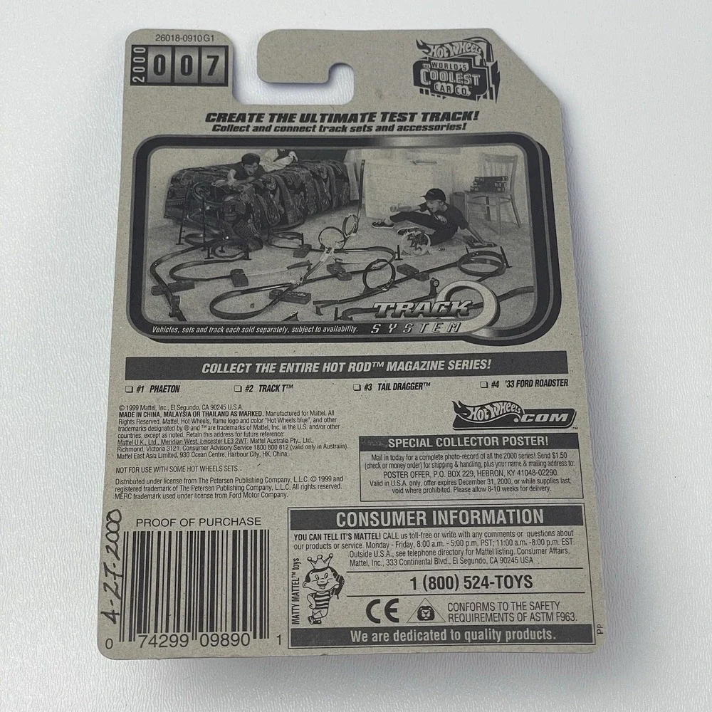 Mattel 2000 Hot Wheels Hot Rod Magazine Tail Dragger 007 Pearl White 3 of 4